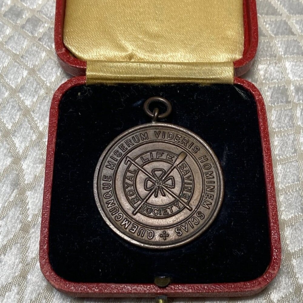 1939 Royal Life Saving Society Medal Awarded C. Richardson w/ Original Case